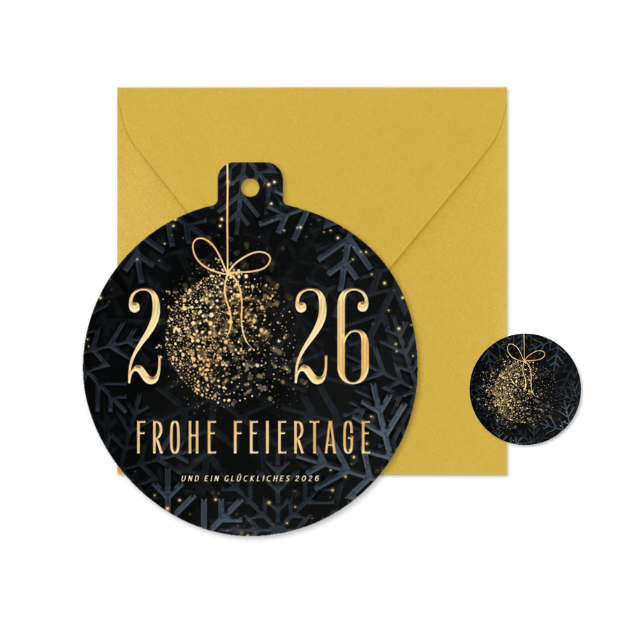 Weihnachtskarte Christbaumkugel-Form 'Frohe Feiertage' - Karteneindruck
