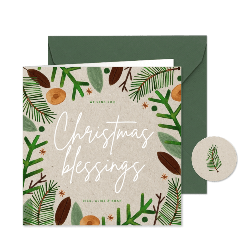 Weihnachtskarte christlich Christmas Blessings - Karteneindruck
