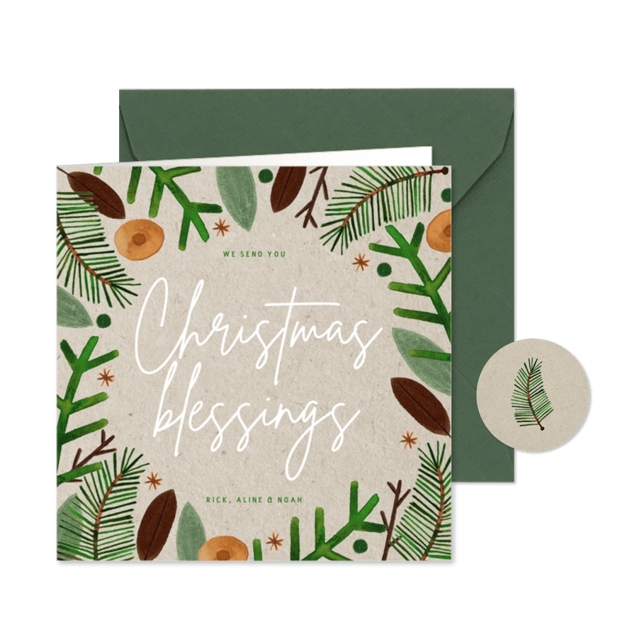 Weihnachtskarte christlich Christmas Blessings - Karteneindruck
