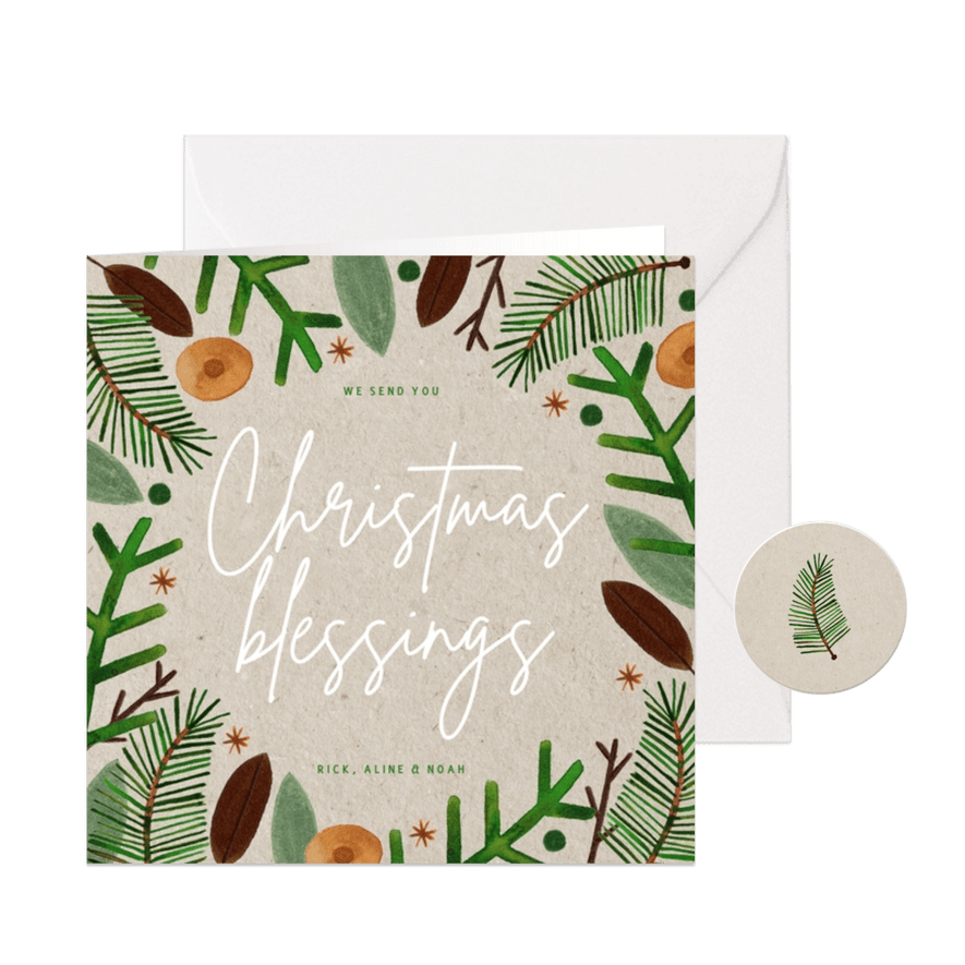 Weihnachtskarte christlich Christmas Blessings - Karteneindruck
