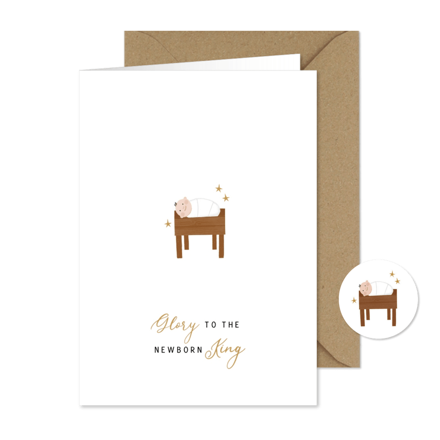 Weihnachtskarte christlich Jesuskind in Krippe - Karteneindruck
