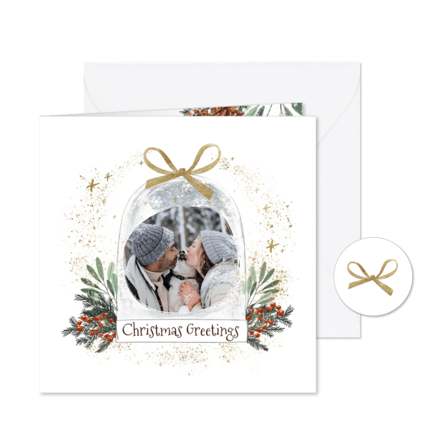 Weihnachtskarte 'Christmas Greetings' mit Foto - Karteneindruck