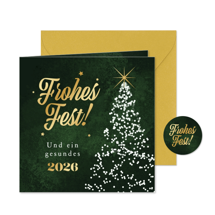 Weihnachtskarte Danke geschäftlich leuchtender Tannenbaum - Karteneindruck