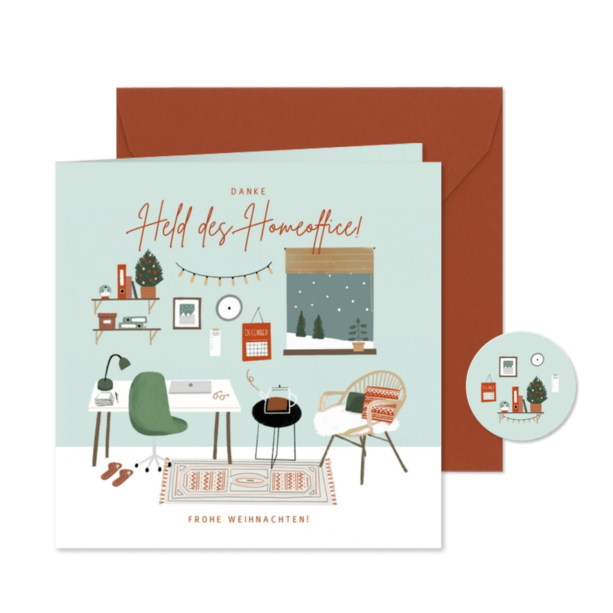 Weihnachtskarte Danke Held des Homeoffice - Karteneindruck