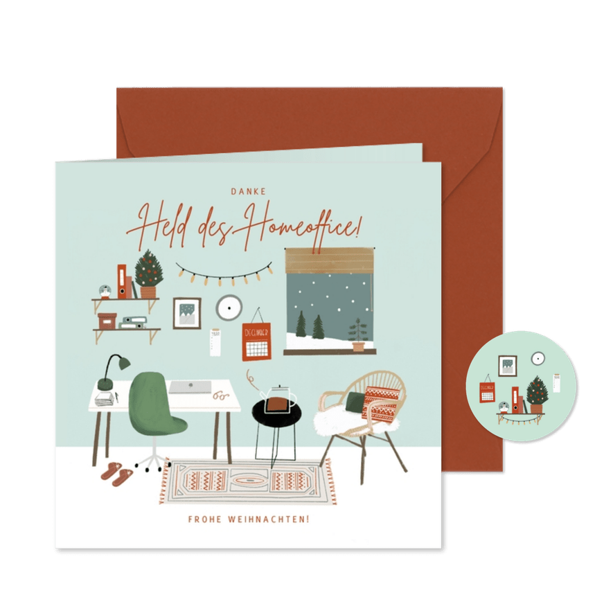 Weihnachtskarte Danke Held des Homeoffice - Karteneindruck