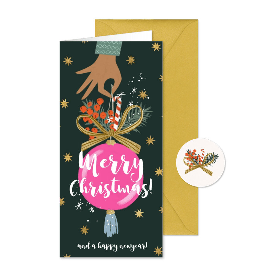 Weihnachtskarte dekorierte Weihnachtskugel - Karteneindruck