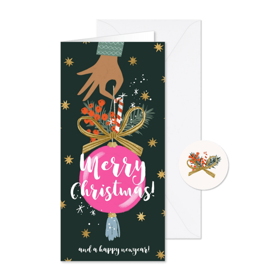 Weihnachtskarte dekorierte Weihnachtskugel - Karteneindruck