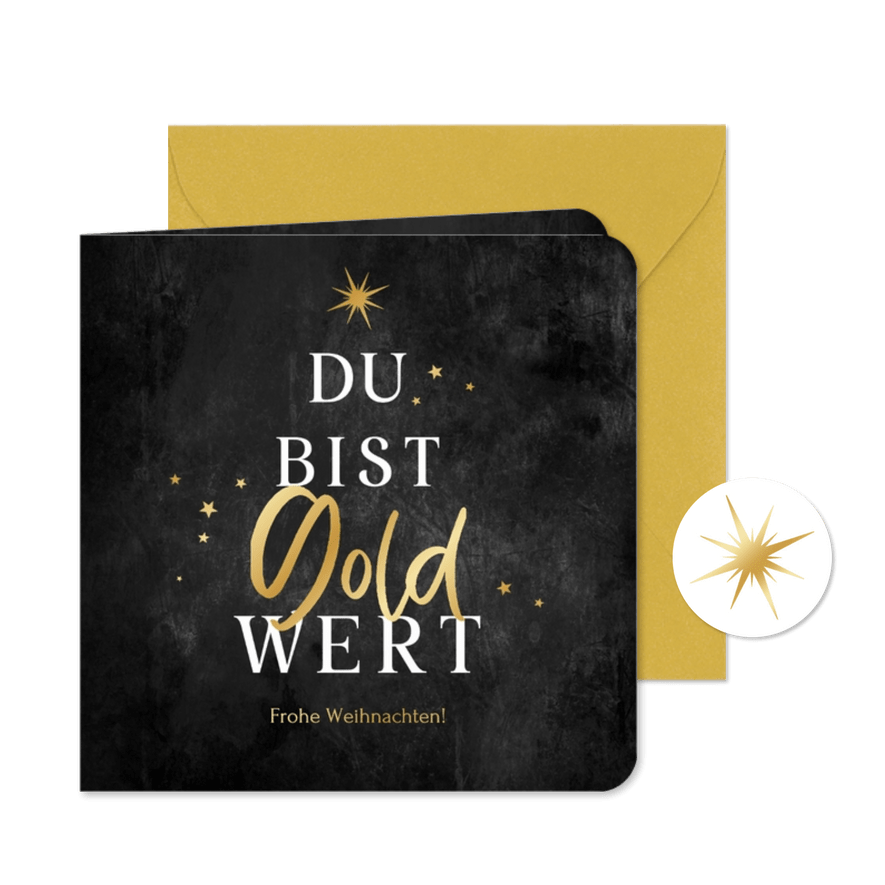 Weihnachtskarte 'Du bist Gold wert' Mitarbeiter & Kollegen - Karteneindruck
