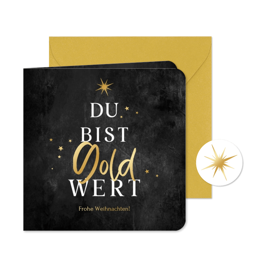 Weihnachtskarte 'Du bist Gold wert' Mitarbeiter & Kollegen - Karteneindruck