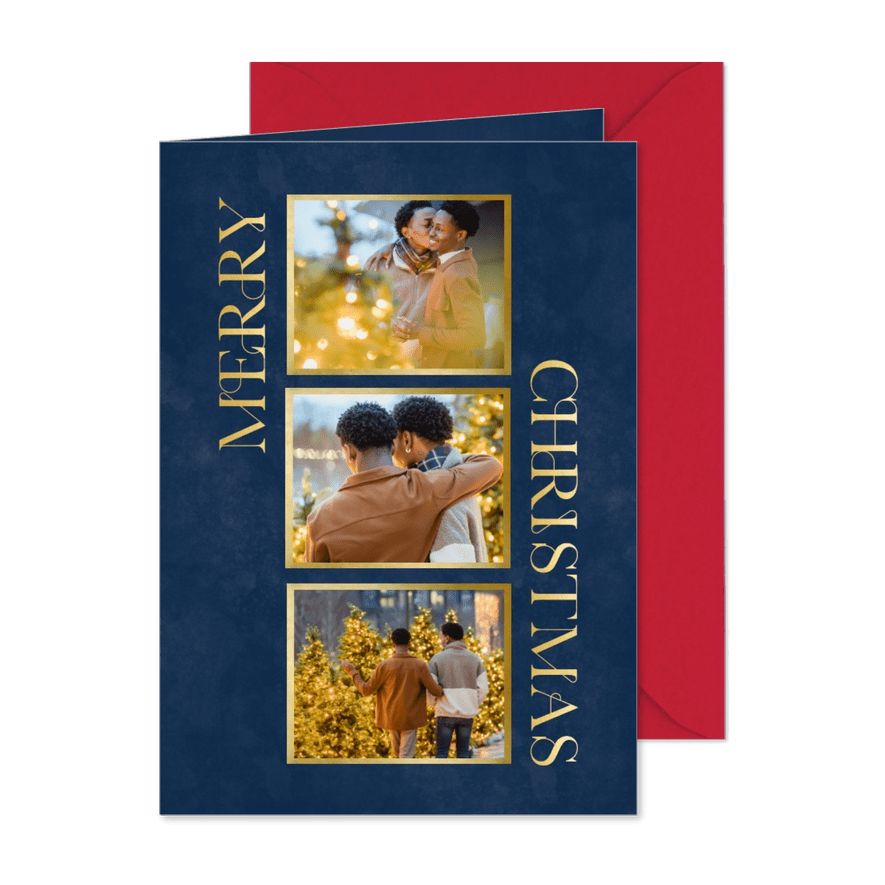 Weihnachtskarte dunkelblau Fotocollage - Karteneindruck