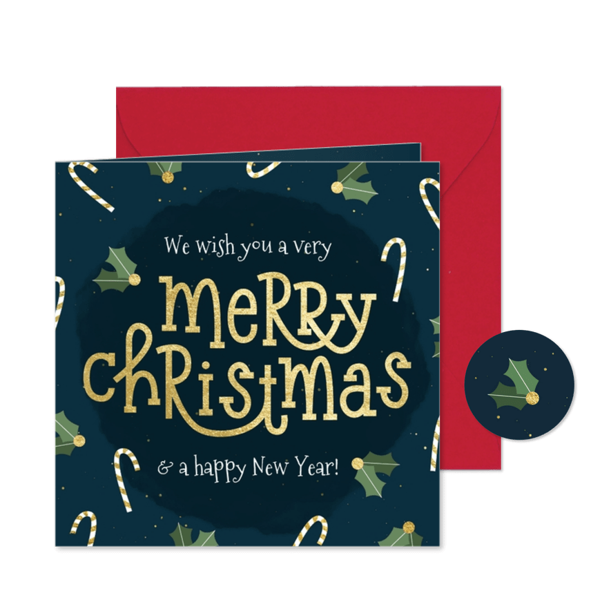 Weihnachtskarte dunkelblau 'Merry Christmas' - Karteneindruck
