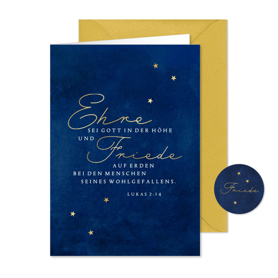 Weihnachtskarte 'Ehre sei Gott in der Höhe' - Karteneindruck
