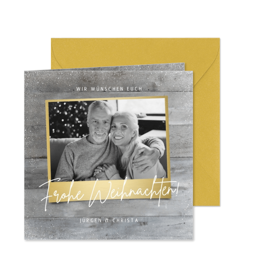 Weihnachtskarte eigenes Foto auf Holz - Karteneindruck