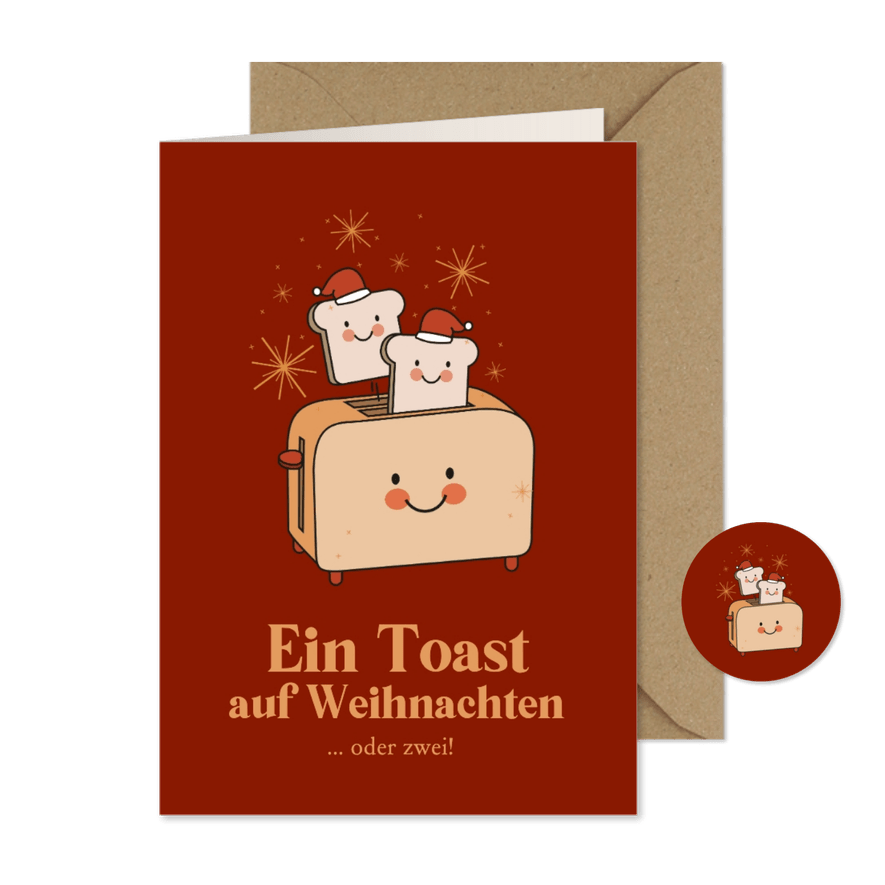 Weihnachtskarte 'Ein Toast auf Weihnachten' - Karteneindruck
