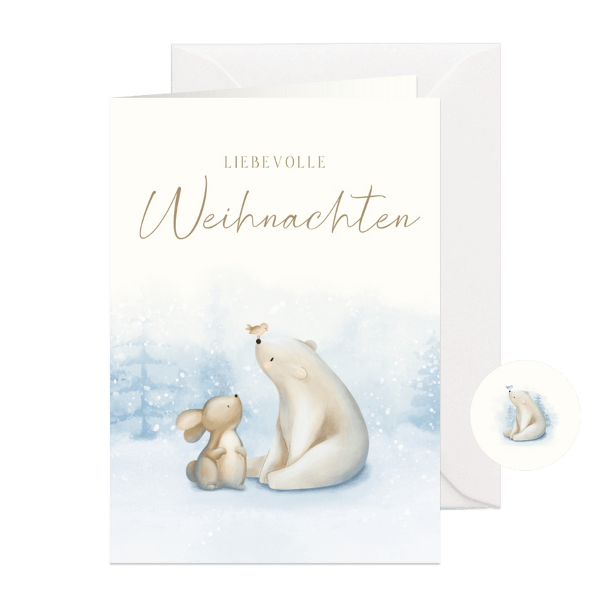 Weihnachtskarte Eisbär & Hase - Karteneindruck
