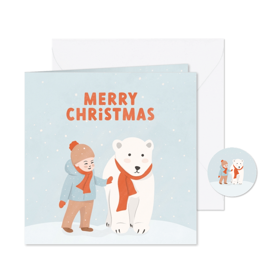Weihnachtskarte Eisbär & Junge - Karteneindruck