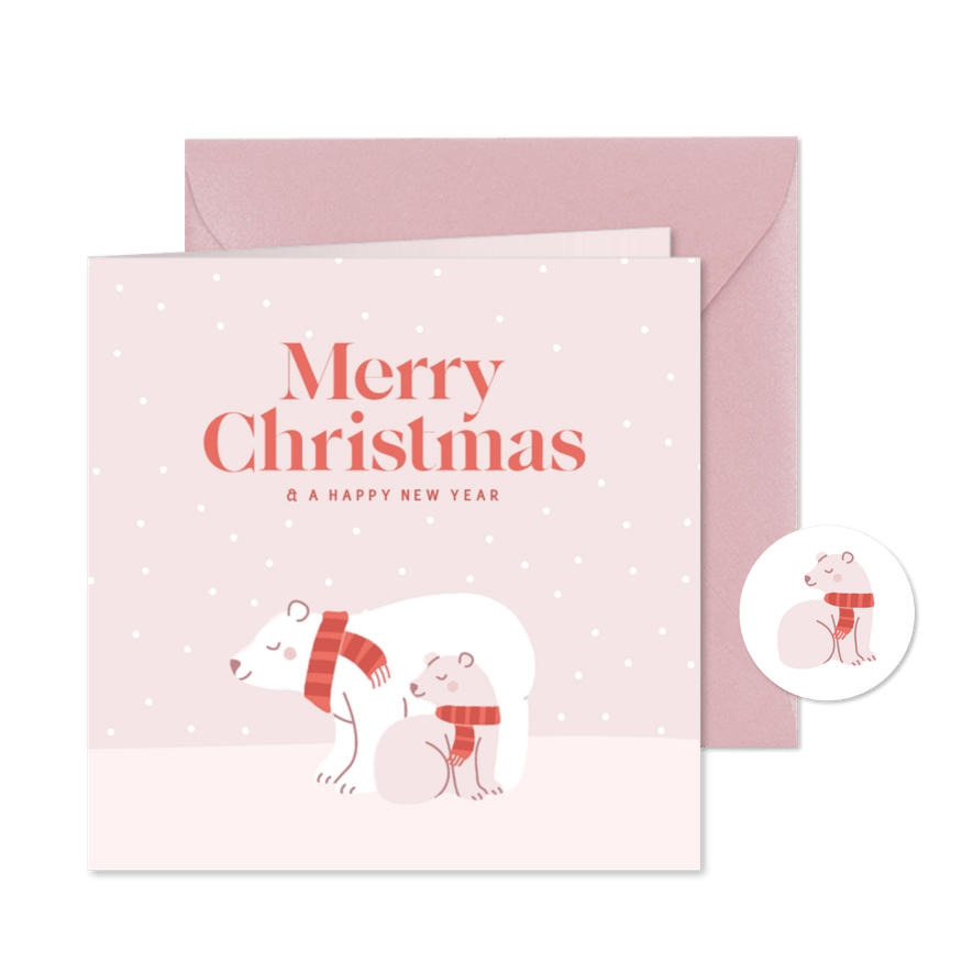 Weihnachtskarte Eisbären 'merry christmas' - Karteneindruck
