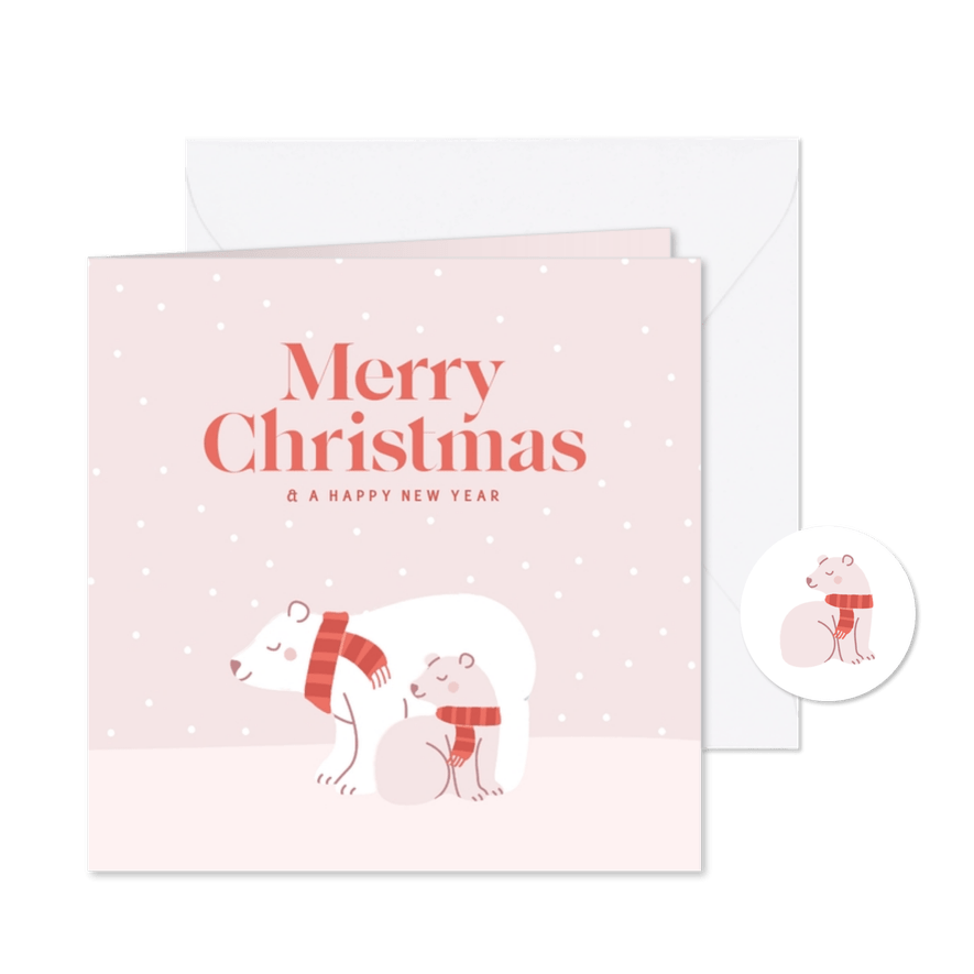 Weihnachtskarte Eisbären 'merry christmas' - Karteneindruck