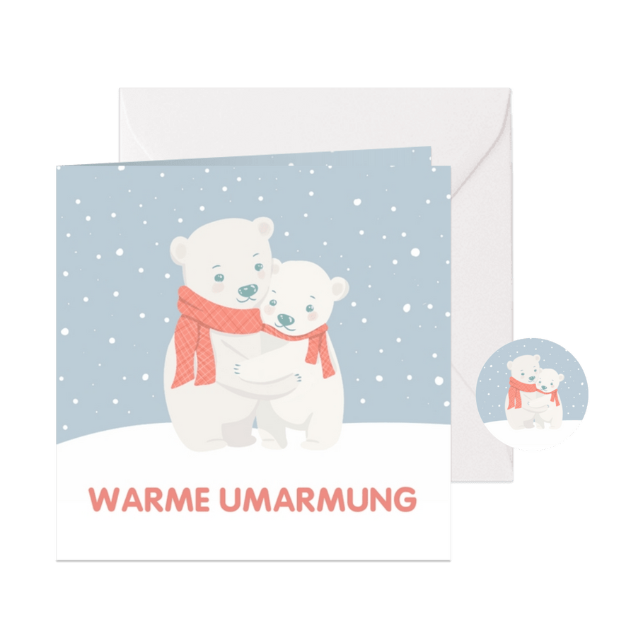 Weihnachtskarte Eisbären-Umarmung - Karteneindruck
