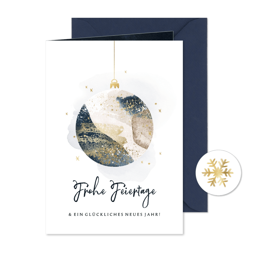 Weihnachtskarte elegante Weihnachtskugel - Karteneindruck