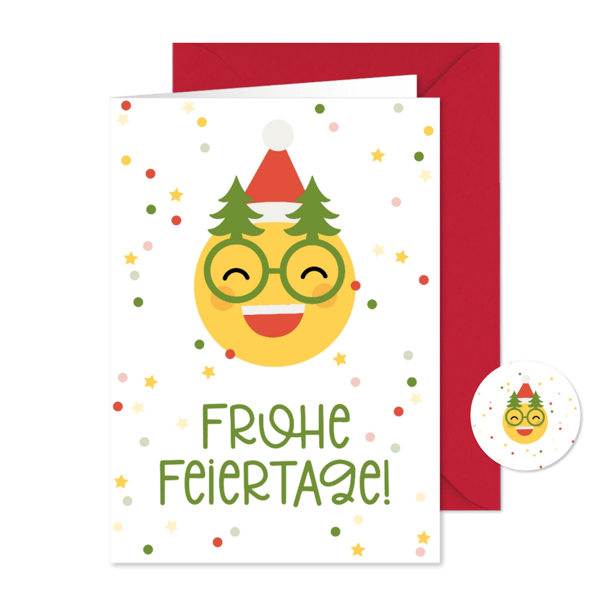 Weihnachtskarte Emoji mit Weihnachtsbrille - Karteneindruck