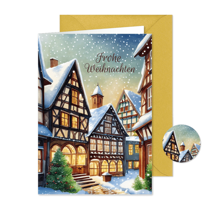 Weihnachtskarte Fachwerkhäuser - Karteneindruck