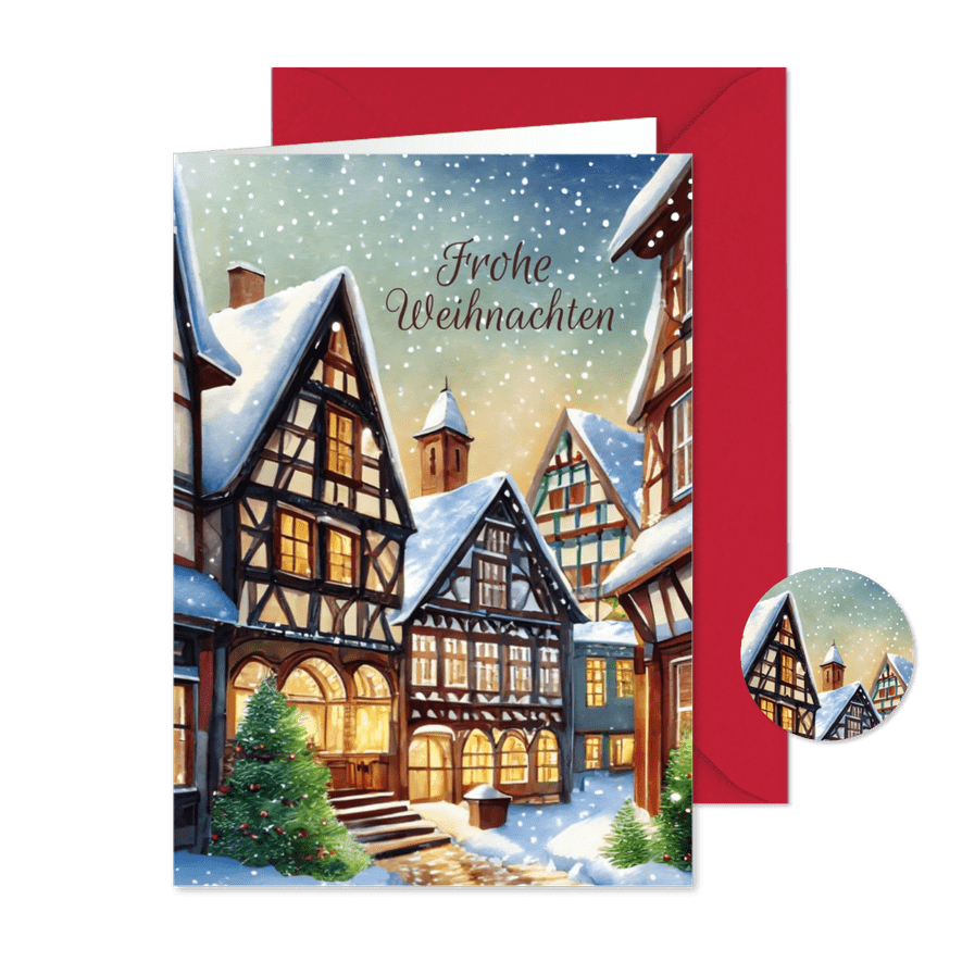 Weihnachtskarte Fachwerkhäuser - Karteneindruck