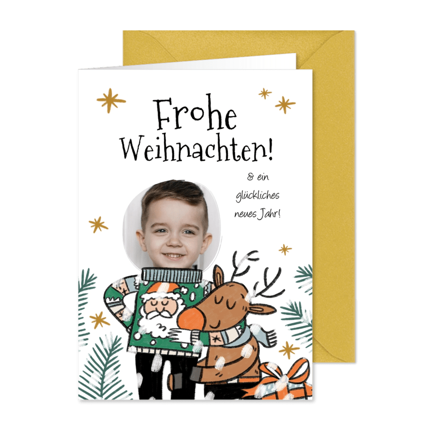 Weihnachtskarte Figur mit Foto - Karteneindruck