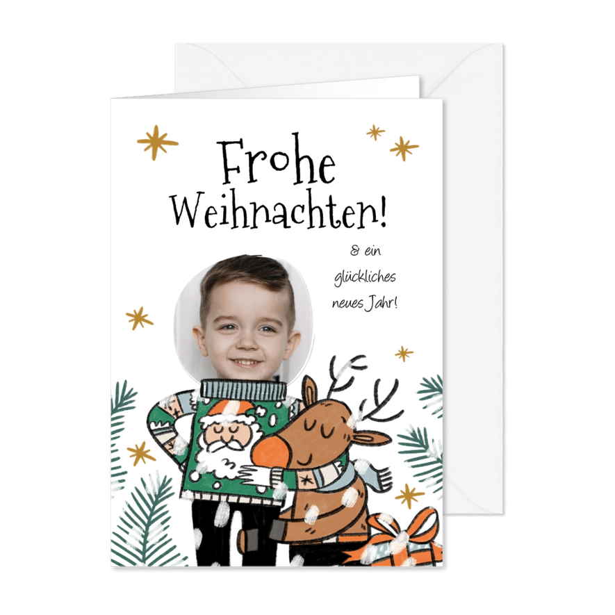 Weihnachtskarte Figur mit Foto - Karteneindruck