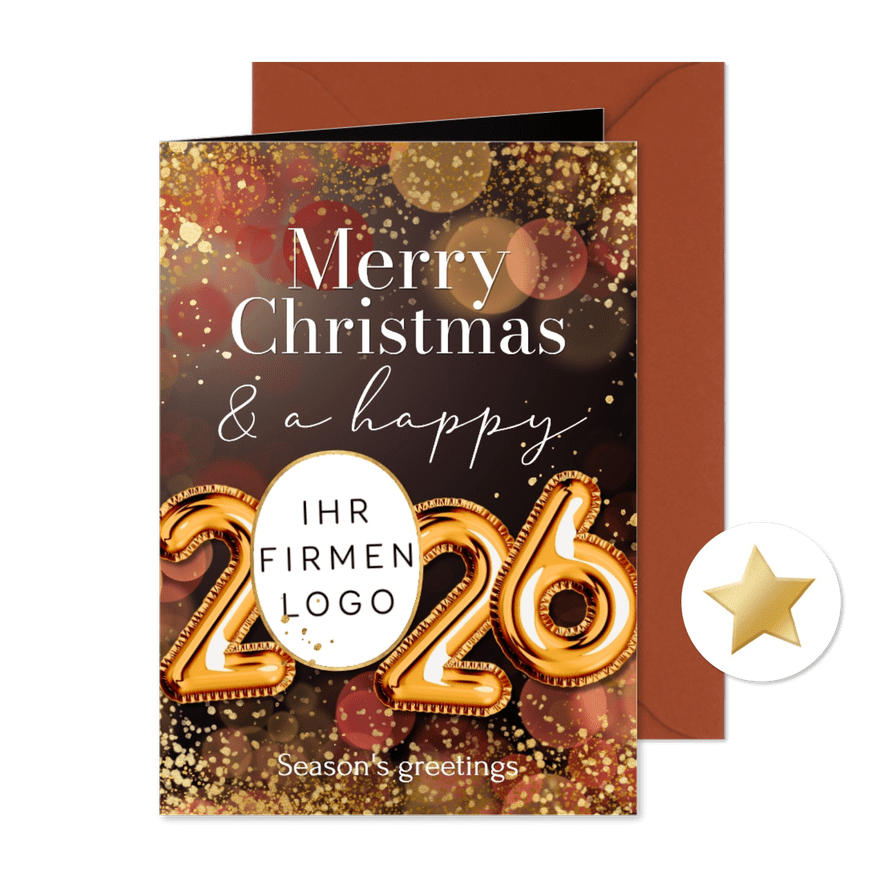Weihnachtskarte Firma 2026 mit Logo - Karteneindruck
