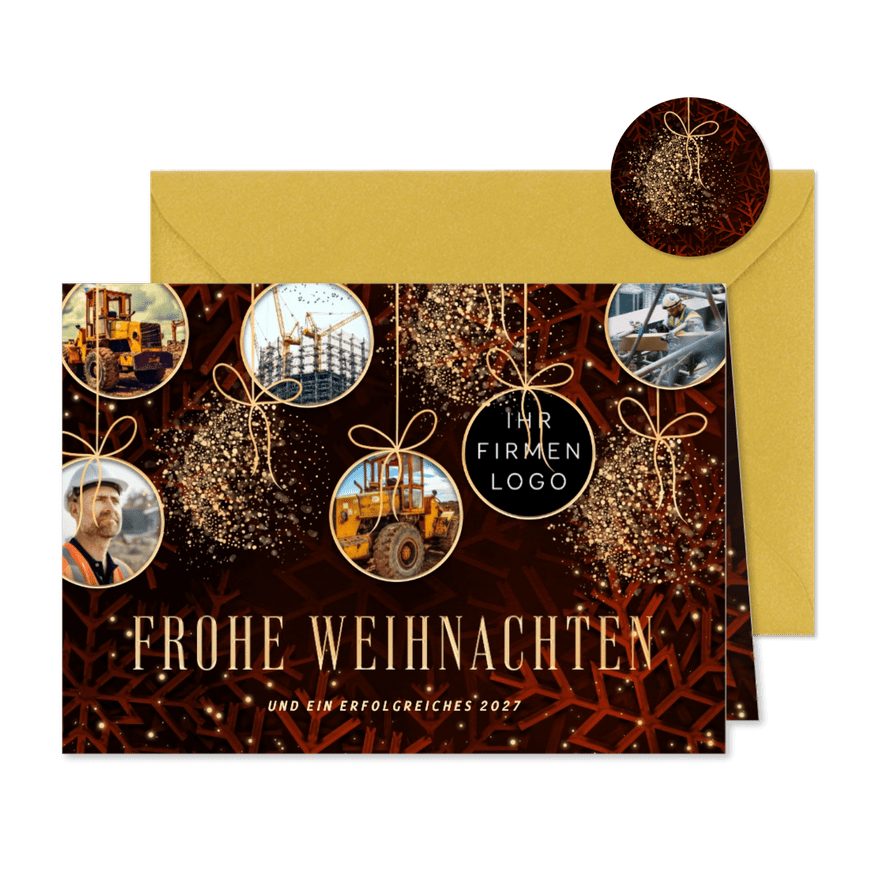 Weihnachtskarte Firma Fotos in Weihnachtskugeln - Kartenvorschau
