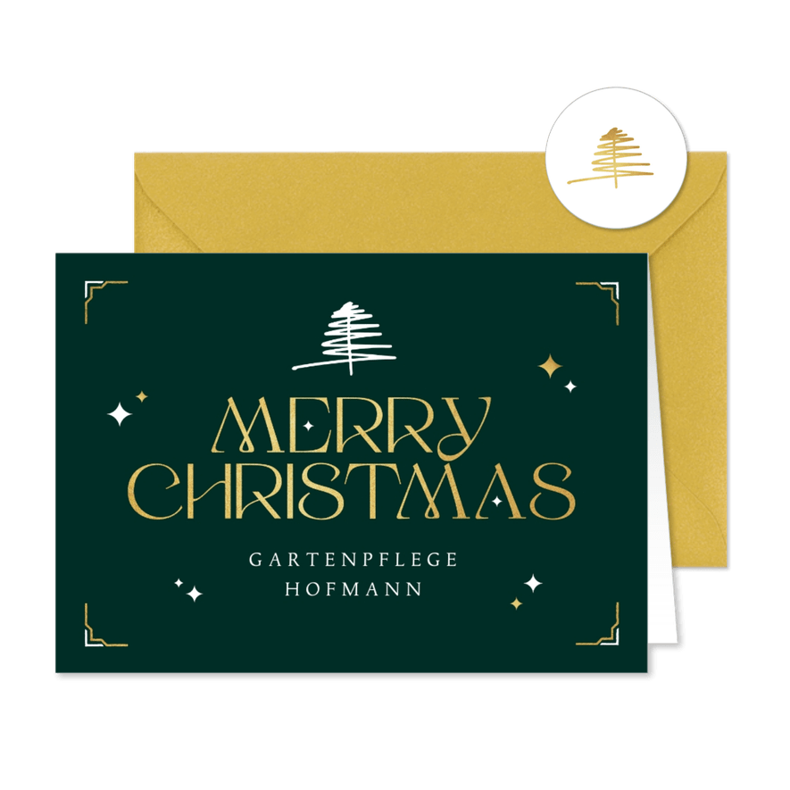 Weihnachtskarte Firma klassisch dunkelgrün - Karteneindruck

