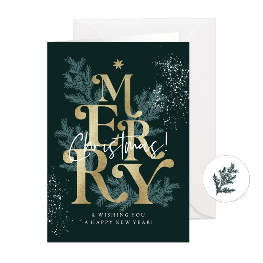 Weihnachtskarte Firma 'Merry Christmas' typografisch - Karteneindruck
