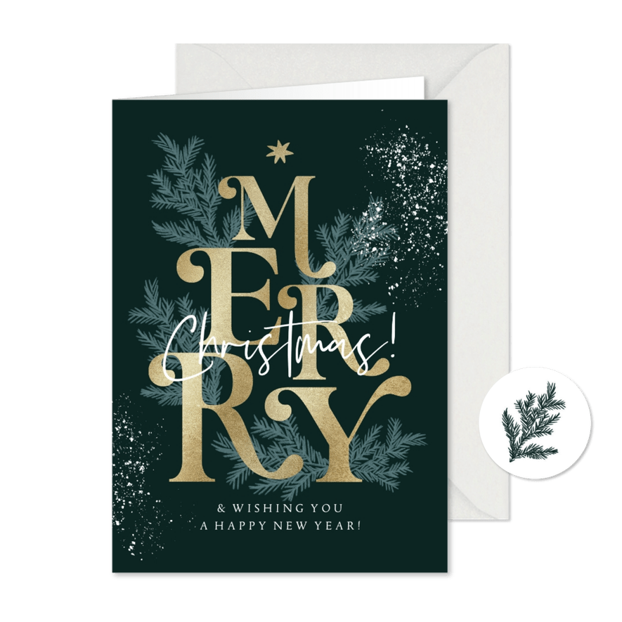 Weihnachtskarte Firma 'Merry Christmas' typografisch - Karteneindruck