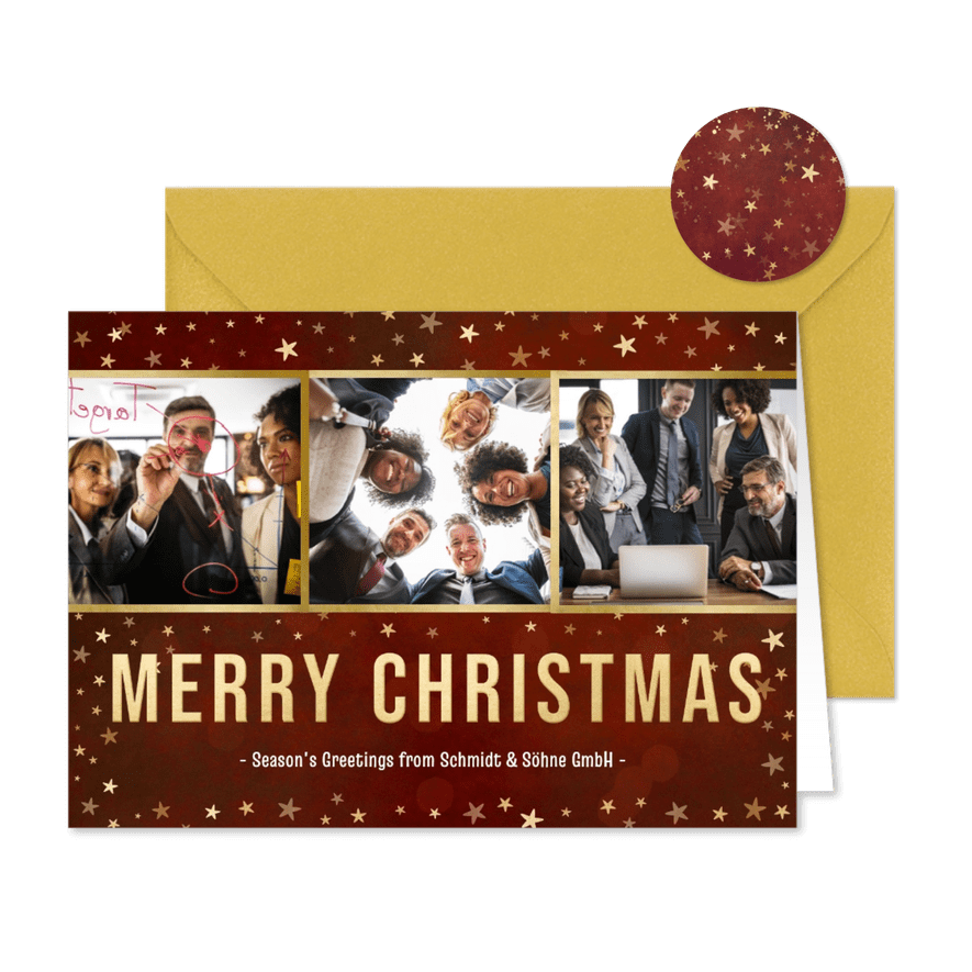 Weihnachtskarte Firma mit Fotoreihe - Karteneindruck