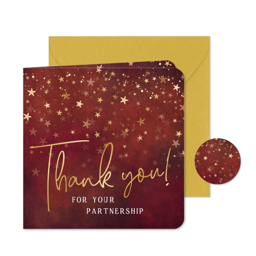 Weihnachtskarte Firma 'Thank you' Goldschrift - Karteneindruck
