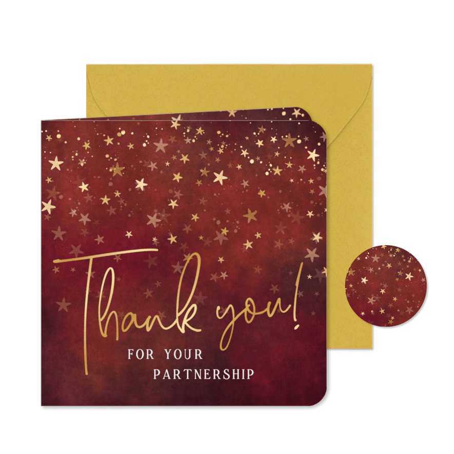 Weihnachtskarte Firma 'Thank you' Goldschrift - Karteneindruck