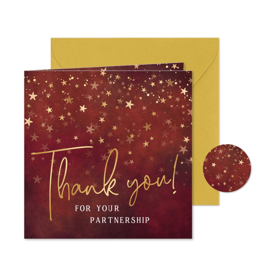 Weihnachtskarte Firma 'Thank you' Goldschrift - Karteneindruck
