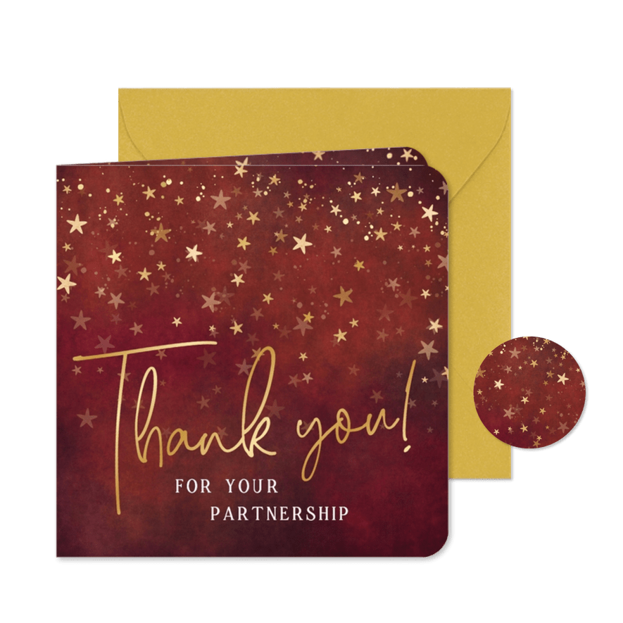 Weihnachtskarte Firma 'Thank you' Goldschrift - Karteneindruck
