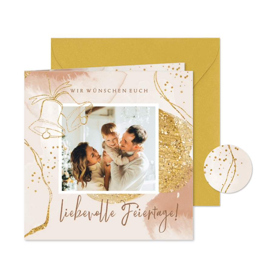 Weihnachtskarte Foto auf Glitzer - Karteneindruck