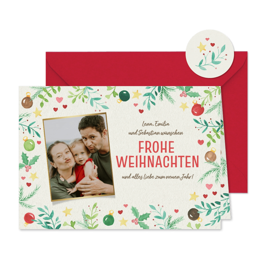 Weihnachtskarte Foto fröhliche Weihnachtssymbole - Karteneindruck
