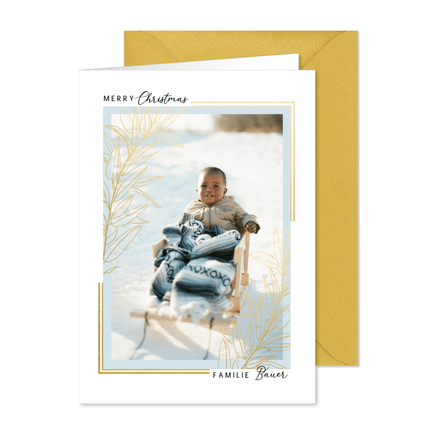 Weihnachtskarte Foto Goldrahmen klassisch - Karteneindruck
