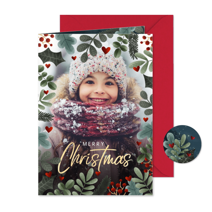 Weihnachtskarte Foto in botanischem Rahmen - Karteneindruck