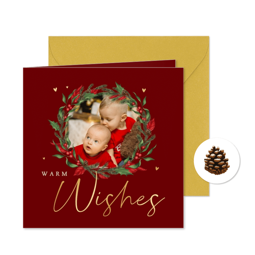 Weihnachtskarte Foto in Weihnachtskranz - Kartenvorschau