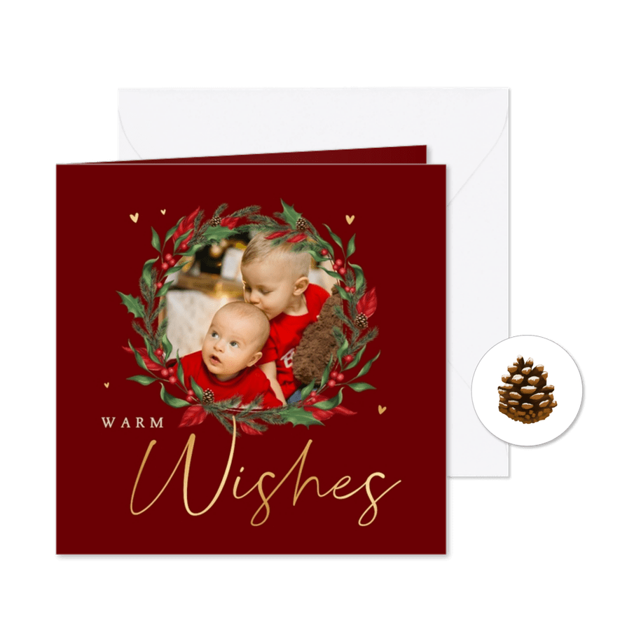 Weihnachtskarte Foto in Weihnachtskranz - Karteneindruck