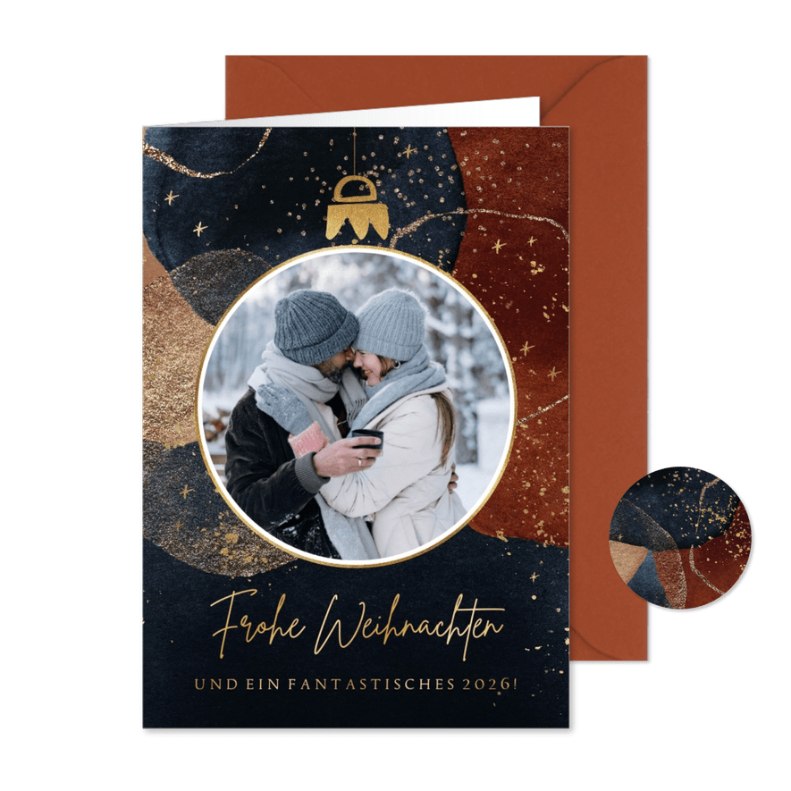 Weihnachtskarte Foto in Weihnachtskugel - Karteneindruck