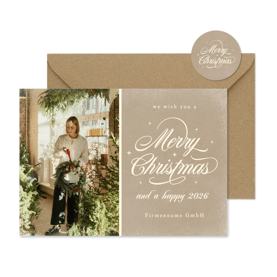 Weihnachtskarte Foto Kalligraphie 'Merry Christmas'  - Karteneindruck
