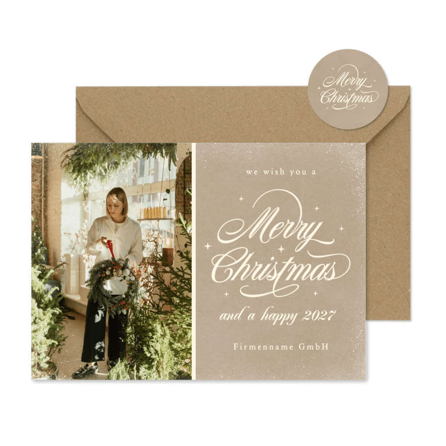 Weihnachtskarte Foto Kalligraphie 'Merry Christmas'  - Kartenvorschau
