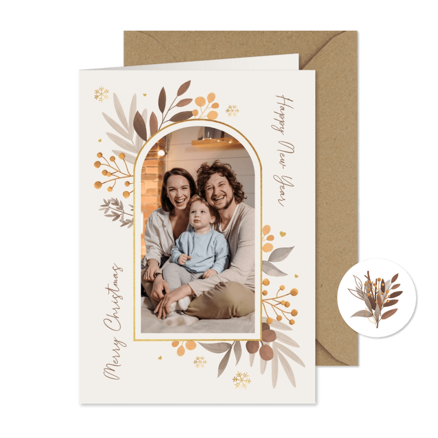 Weihnachtskarte Foto mit natürlicher Dekoration - Karteneindruck