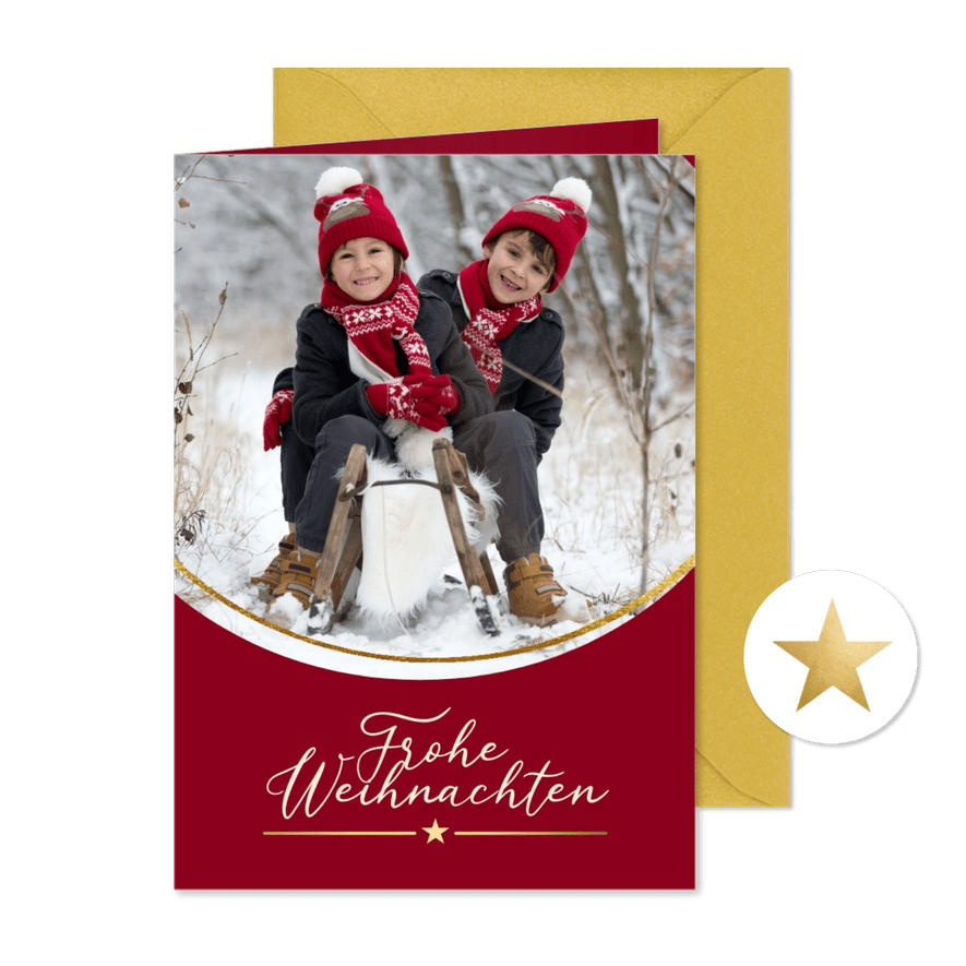 Weihnachtskarte Foto rund 'Frohe Weihnachten' - Karteneindruck
